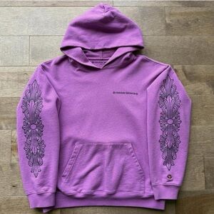 Chrome Hearts Lavender Hoodie with Black Sleeve Design